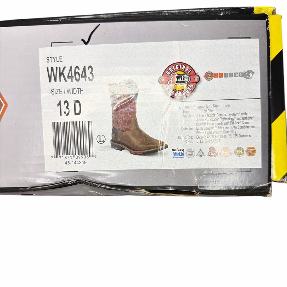 Justin Boots Men's Brown and Burgundy Western Boots Size 13 NWT - Picture 6 of 6